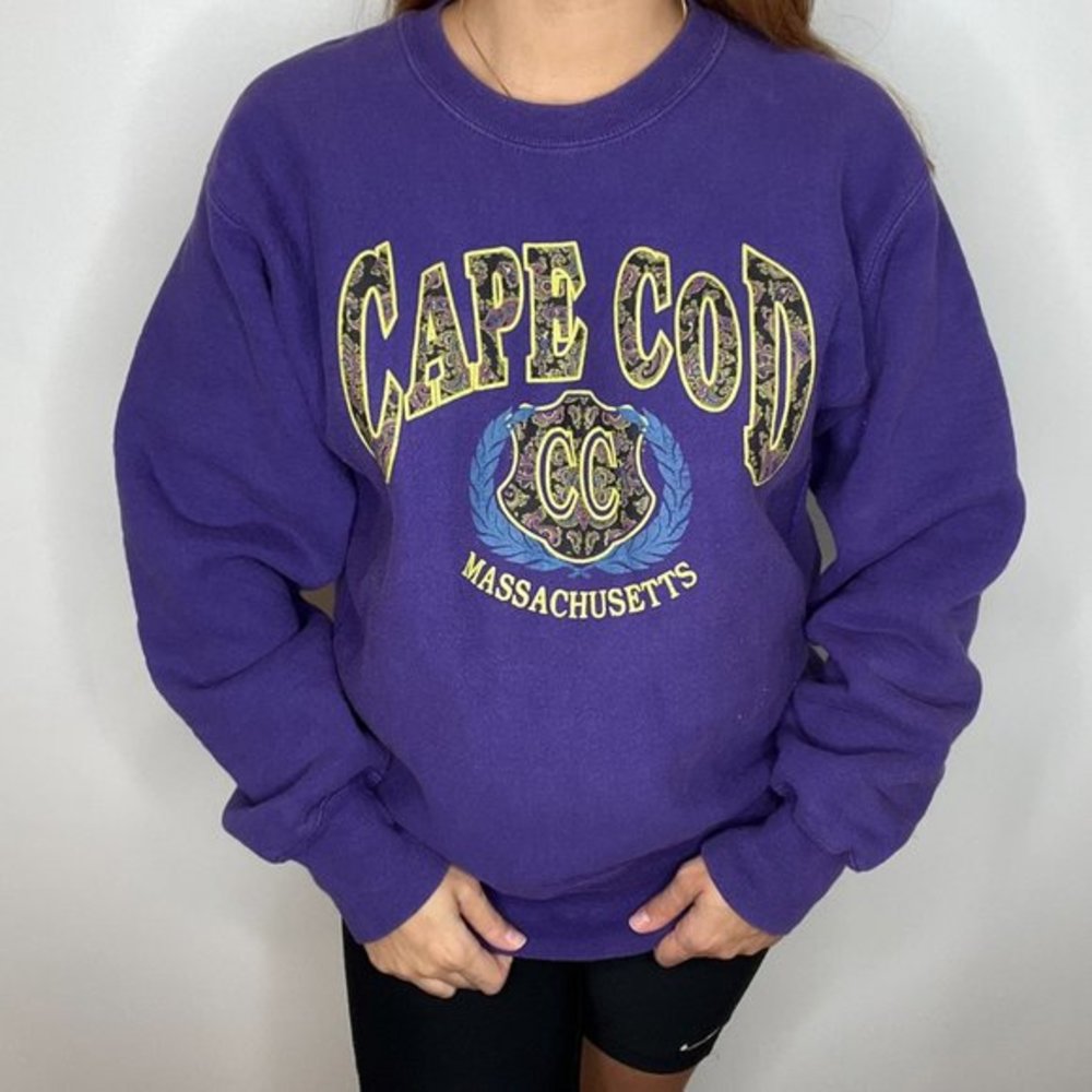 Vintage Cape Code Massachusetts paisley print crewneck sweatshirt sweater L